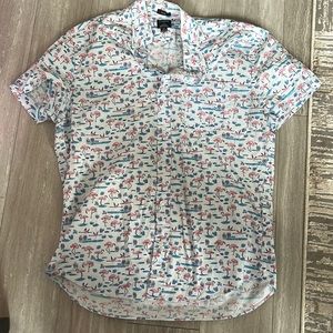 Men’s J. Crew shirt - Slim fit button down with flamingo print - Size Medium